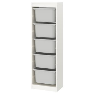 IKEA TROFAST storage combination with boxes, 18 1/8x11 3/4x57 1/8 in White / Gray, Ikea Outlet | 3570JZQSX