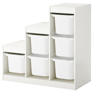 IKEA TROFAST storage combination with boxes, 39x17 3/8x37 in White, Ikea Outlet | 1294GXOJU