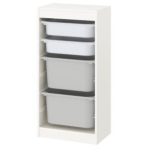 IKEA TROFAST storage combination with boxes, 18 1/8x11 3/4x37 in White / White Gray, Ikea Outlet | 1706MPXJB