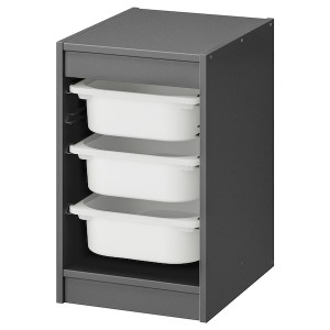 IKEA TROFAST storage combination with boxes, 13 3/8x17 3/8x22 in Gray / White, Ikea Outlet | 4308PGFSK