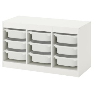 IKEA TROFAST storage combination with boxes, 39x17 3/8x22 in White / White, Ikea Outlet | 1657OEZDC