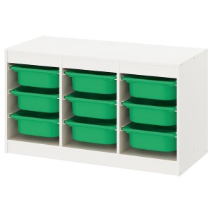 IKEA TROFAST storage combination with boxes, 39x17 3/8x22 in White / Green, Ikea Outlet | 2018YQJNU