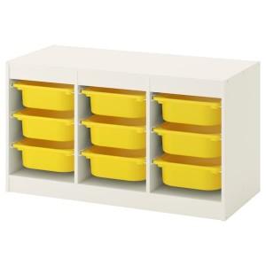 IKEA TROFAST storage combination with boxes, 39x17 3/8x22 in White / Yellow, Ikea Outlet | 8936DROAJ