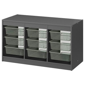 IKEA TROFAST storage combination with boxes, 39x17 3/8x22 in Gray / Light Green / Gray, Ikea Outlet | 0586KUWVA
