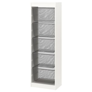 IKEA TROFAST storage combination with boxes, 18 1/8x11 3/4x57 1/8 in White / Dark Gray, Ikea Outlet | 5139ZEKWY