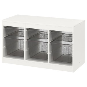 IKEA TROFAST storage combination with boxes, 39x17 3/8x22 in White / Dark Gray, Ikea Outlet | 5380UTRIK