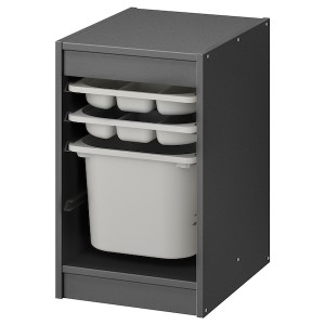 IKEA TROFAST storage combination with box/trays, 13 3/8x17 3/8x22 in Gray / Gray, Ikea Outlet | 4513XRWHV