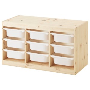 IKEA TROFAST storage combination with boxes, 36 5/8x17 3/8x20 1/2 in Light White Stained Pine / White, Ikea Outlet | 9234BGKPH