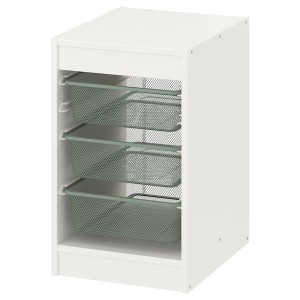 IKEA TROFAST storage combination with boxes, 13 3/8x17 3/8x22 in White / Light Green / Gray, Ikea Outlet | 7510GVONY