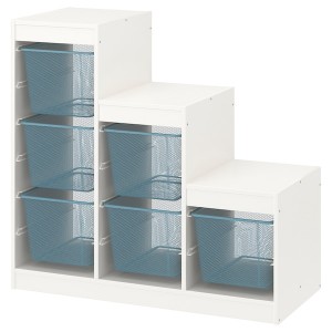 IKEA TROFAST storage combination with boxes, 39x17 3/8x37 in White / Gray / Blue, Ikea Outlet | 2750ZHWSP