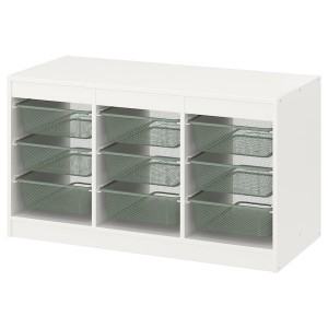 IKEA TROFAST storage combination with boxes, 39x17 3/8x22 in White / Light Green / Gray, Ikea Outlet | 7168MAVSE