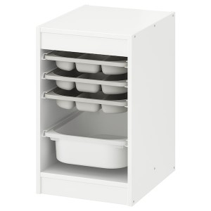 IKEA TROFAST storage combination with box/trays, 13 3/8x17 3/8x22 in White Gray / White, Ikea Outlet | 6578GUHDJ