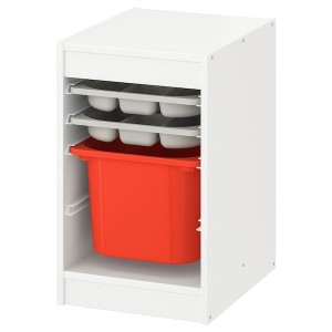 IKEA TROFAST storage combination with box/trays, 13 3/8x17 3/8x22 in White Gray / Orange, Ikea Outlet | 7346XEBUW