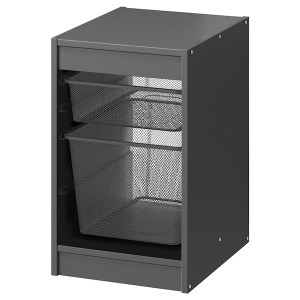 IKEA TROFAST storage combination with boxes, 13 3/8x17 3/8x22 in Gray / Dark Gray, Ikea Outlet | 7205TWCZG