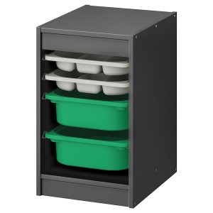 IKEA TROFAST storage combination with boxes/tray, 13 3/8x17 3/8x22 in Gray Gray / Green, Ikea Outlet | 9186NMWSH