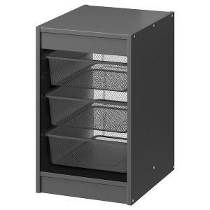 IKEA TROFAST storage combination with boxes, 13 3/8x17 3/8x22 in Gray / Dark Gray, Ikea Outlet | 1389GRYSA