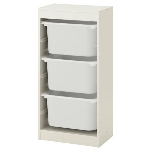 IKEA TROFAST storage combination with boxes, 18 1/8x11 3/4x37 in White / White, Ikea Outlet | 0915BSNFH