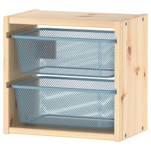 IKEA TROFAST wall storage, 12 5/8x8 1/4x11 3/4 in Light White Stained Pine / Gray / Blue, Ikea Outlet | 5980UGRTF