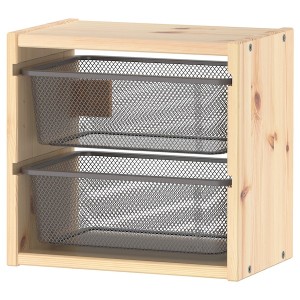 IKEA TROFAST wall storage, 12 5/8x8 1/4x11 3/4 in Light White Stained Pine / Dark Gray, Ikea Outlet | 6301DGNSH