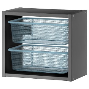 IKEA TROFAST wall storage, 13 3/8x81 ¼x11 ¾ in Gray / Gray / Blue, Ikea Outlet | 5497PKUAO
