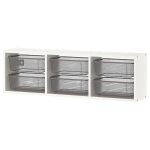 IKEA TROFAST wall storage, 39x8 1/4x11 3/4 in White / Dark Gray, Ikea Outlet | 6284BWMED