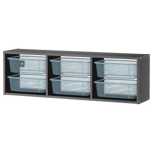 IKEA TROFAST wall storage, 39x8 ¼x11 ¾ in Gray / Gray / Blue, Ikea Outlet | 1085IWJXR