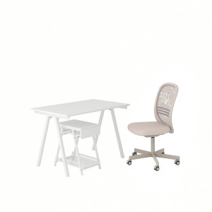 IKEA TROTTEN / FLINTAN desk and storage combination, and swivel chair white/beige, Ikea Outlet | 4968KIPDA