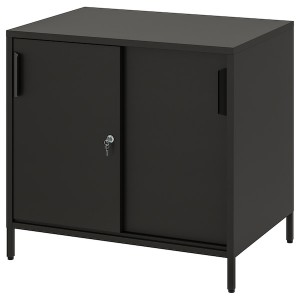IKEA TROTTEN cabinet with sliding doors, 31 1/2x21 5/8x29 1/2 in Anthracite, Ikea Outlet | 3801FNVWE