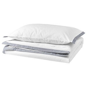 IKEA TÅTELSMYGARE duvet cover and pillowcase(s), Twin White / Blue, Ikea Outlet | 5837YBOMH