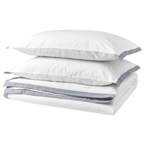 IKEA TÅTELSMYGARE duvet cover and pillowcase(s), King White / Blue, Ikea Outlet | 5984AJRTZ
