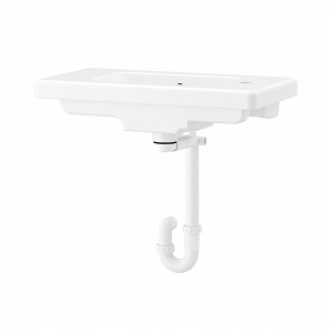 IKEA TVÄLLEN sink with water trap, 25 1/2x13 1/8 in White, Ikea Outlet | 0824XOQEA