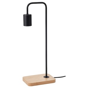 IKEA TVÄRHAND table lamp, black/bamboo, Ikea Outlet | 5047SZYXN