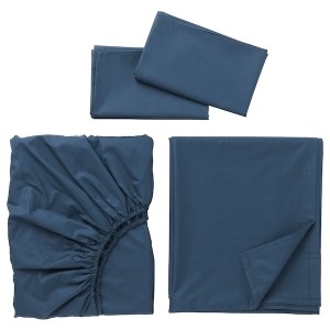 IKEA ULLVIDE sheet set, Queen Dark Blue, Ikea Outlet | 4397JZYSB