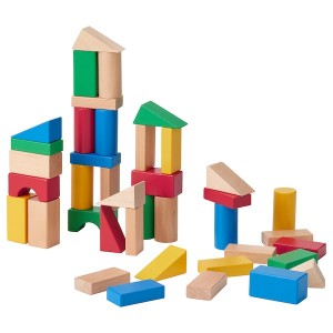 IKEA UNDERHÅLLA 40-piece wooden building block set, multicolor, Ikea Outlet | 4709MFIJZ