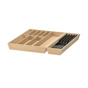 IKEA UPPDATERA flatware tray/tray with knife rack, anthracite/light bamboo, 20x19 1/2 in, Ikea Outlet | 9157ISDWK