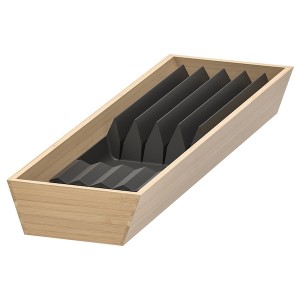 IKEA UPPDATERA tray with knife rack, 6x19 1/2 in Light Bamboo / Anthracite, Ikea Outlet | 6839QKPLW