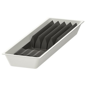 IKEA UPPDATERA tray with knife rack, 6x19 1/2 in White / Anthracite, Ikea Outlet | 7825UCRNP