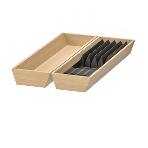 IKEA UPPDATERA utensil tray/tray with knife rack, 12x19 1/2 in Anthracite / Light Bamboo, Ikea Outlet | 2709QKPZN