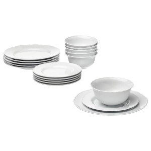 IKEA UPPLAGA 18-piece dinnerware set, white, Ikea Outlet | 1428FZUIB