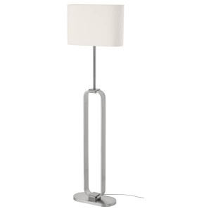 IKEA UPPVIND floor lamp, 59 in Nickel Plated / White, Ikea Outlet | 8761KYIQW
