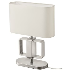 IKEA UPPVIND table lamp with LED bulb, 19 in Nickel Plated / White, Ikea Outlet | 6358TCKPV