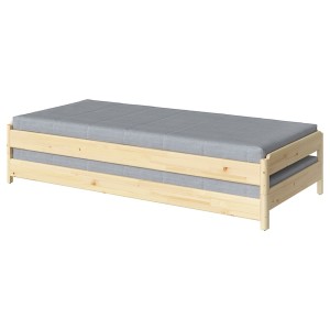 IKEA UTÅKER stackable bed with 2 mattresses, Twin, 2 pack Pine / Ågotnes Firm, Ikea Outlet | 8371KZCNG
