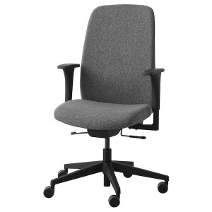 IKEA VALLFJÄLLET office chair with armrests, Gunnared gray, Ikea Outlet | 3784LWKOH
