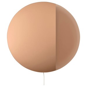 IKEA VARMBLIXT LED wall/mirror lamp, dimmable/bronze color round, Ikea Outlet | 4635IWFSC