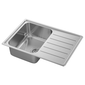 IKEA VATTUDALEN single bowl top mount sink, stainless steel, 27 1/8x18 1/2 in, Ikea Outlet | 5893ABFZD