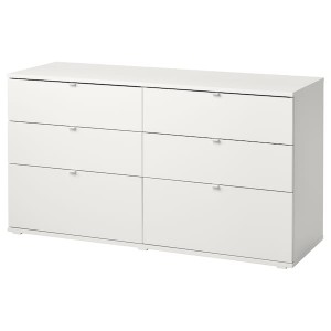 IKEA VIHALS 6-drawer dresser, white/anchor/unlock function, 55 1/8x18 1/2x29 1/2 in, Ikea Outlet | 5690DCWRK