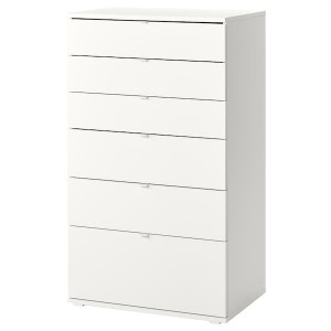 IKEA VIHALS 6-drawer dresser, white/anchor/unlock function, 27 1/2x18 1/2x47 1/4 in, Ikea Outlet | 3675EWTXD
