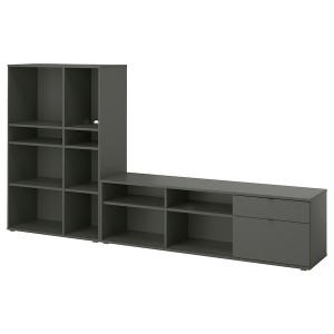 IKEA VIHALS TV/storage combination, 108 1/4x14 5/8x55 1/8 in Dark Gray, Ikea Outlet | 1230MVZOJ