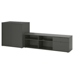 IKEA VIHALS TV/storage combination, 108 1/4x18 1/2x35 3/8 in Dark Gray, Ikea Outlet | 9873JCDAW