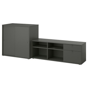 IKEA VIHALS TV/storage combination, 95 1/4x14 5/8x35 3/8 in Dark Gray, Ikea Outlet | 6134LQAKU